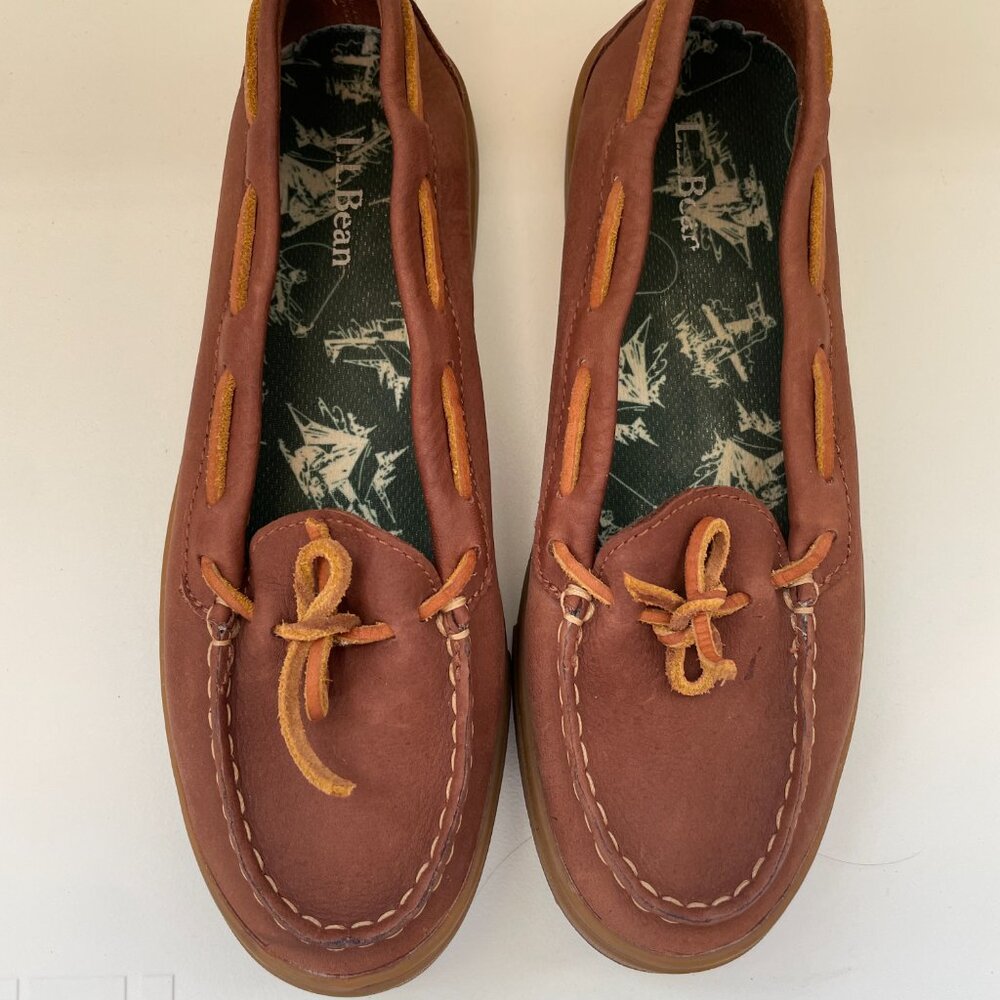 L.L. Bean Women's Brown Leather Slip On Loafers Size 8 - Picture 7 of 7